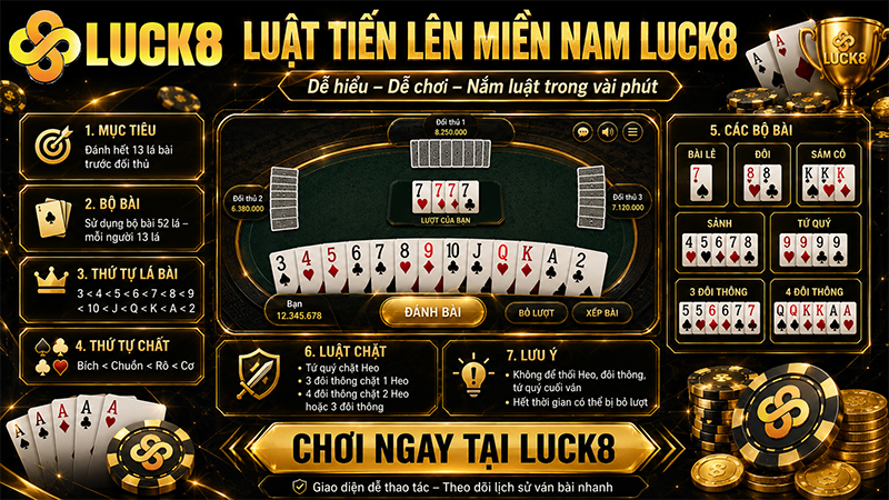 Luật Tiến lên miền Nam Luck8 chi tiết