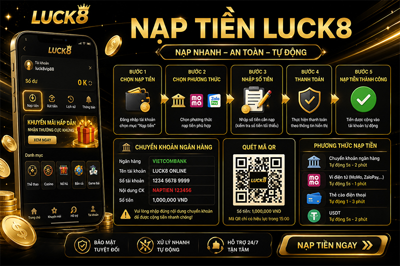 Hướng dẫn nạp tiền Luck8