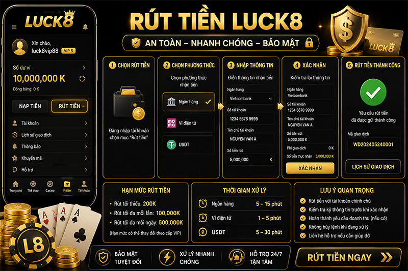 Hướng dẫn rút tiền Luck8